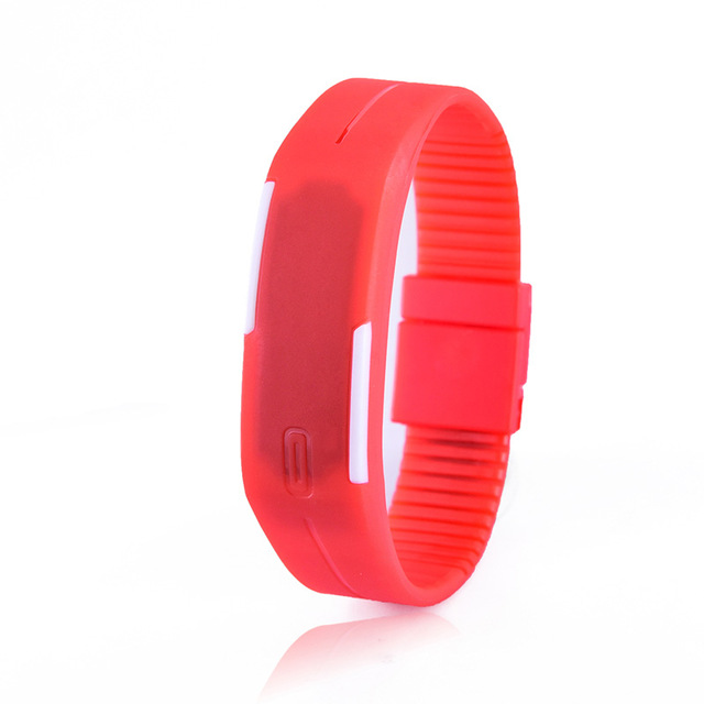 Charmant Horloges Unisex Trendy Vrouwen Siliconen Snoep Kleur Led Sport Armband Touch Digitale Horloge Voor Kinderen: red