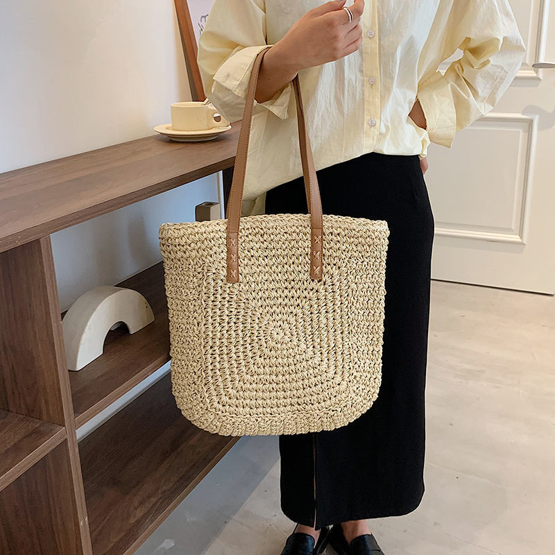 Borsa da donna intrecciata estiva borsa da donna in paglia di grande capacità Shopper Beach borse fatte a mano di Design per donna borsa a tracolla femminile di moda
