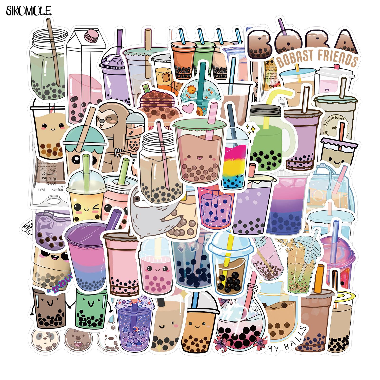 Pegatinas de té de leche de perlas Kawaii, 10/30/50 piezas, DIY, cuadernos, teléfono, equipaje, portátil, Boba, Burbuja, pegatinas, Graffiti, F5