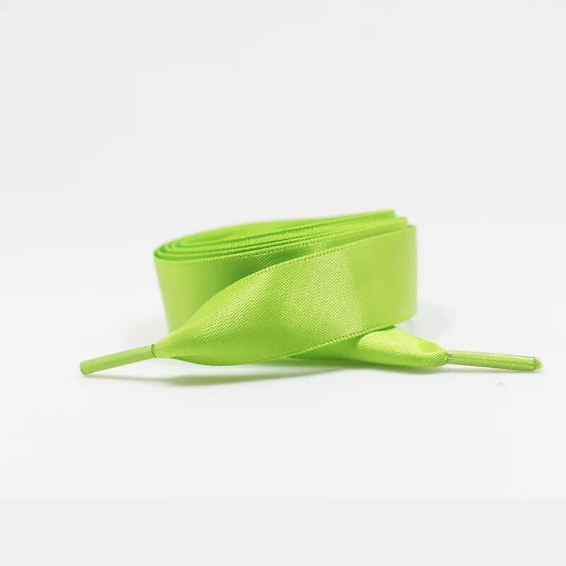 1 Paar 2cm Breite Satin Schnürsenkel flache Seide Band Schnürsenkel Stiefel Turnschuhe Schnürsenkel 19 Farben Länge 80cm 100cm 120cm S-1: Licht Grün / 100cm
