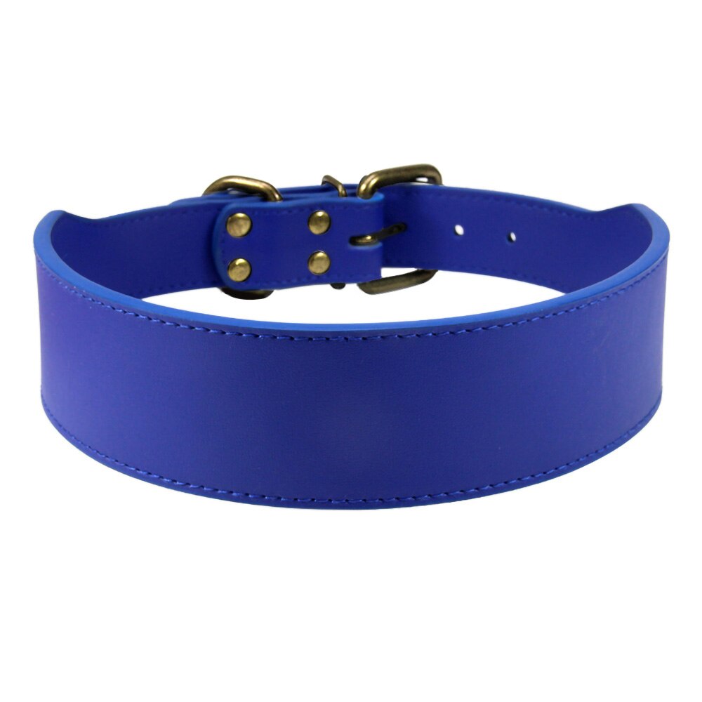 2 '' leveä kuitunahkainen koiranpanta kestävä kaulahihna kaulapannat keskikokoiselle koiralle kuparisolki pitbull bulldog beagle l -3xl: Sininen / L