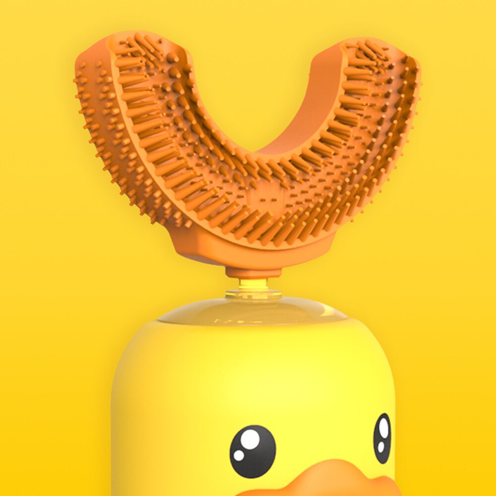 Neue Heiße freundlicher Elektrische Zahnbürste Nette Gelbe Ente U-förmigen Karikatur aufbringen Zähne für freundlicher mit Weichen Ersatz Kopf