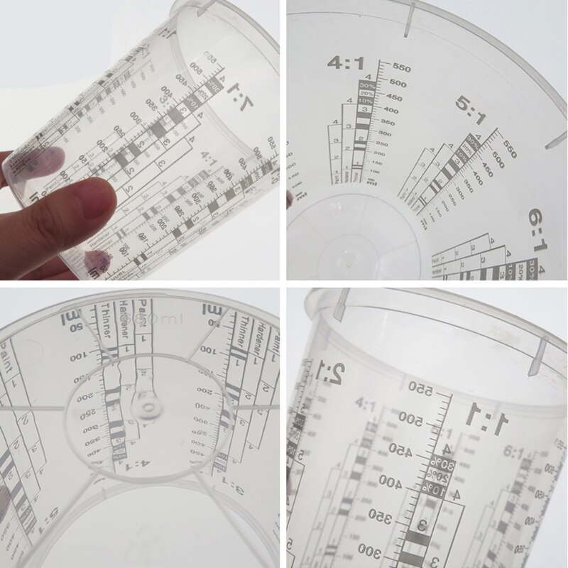 5Pcs Disposable Graduated Clear Plastic Paint Mixing Cups Calibrated Mixing Ratios Measuing Cups For Paint Resin Tools