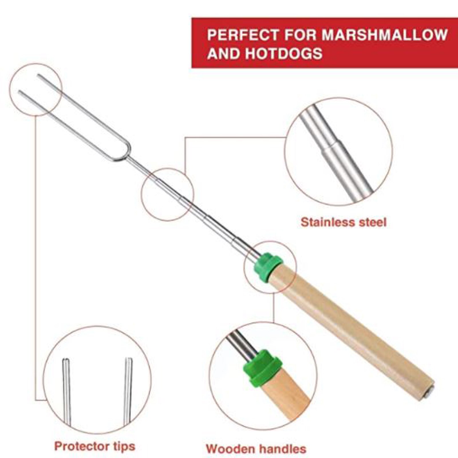 8Pcs Barbecue Vork Set Met Opbergtas Telescopische Marshmallow Worstjes Honden Groenten Roosteren Sticks Accessoire