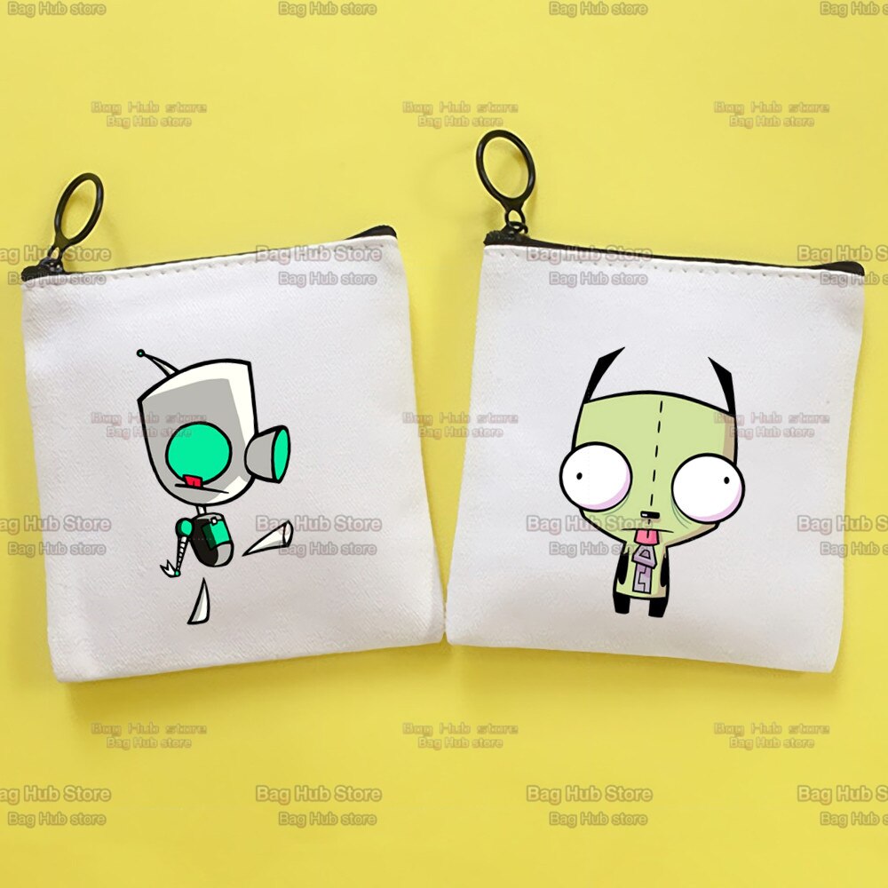 Invader Zim Zim Image Cartoon brezentowa portmonetka z zamkiem błyskawicznym studentka mały uroczy portmonetka szminka torba mała przenośna