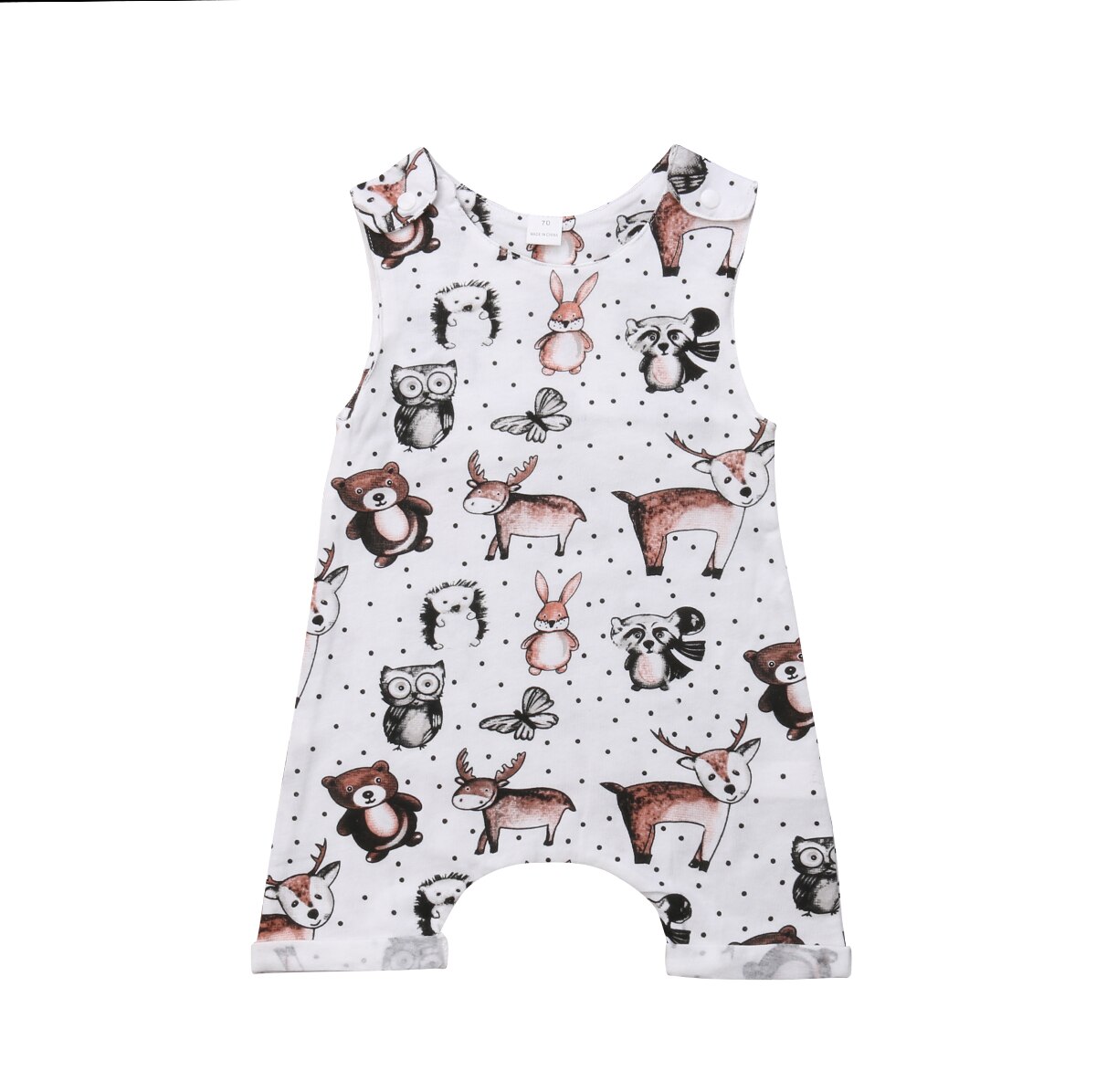 Dierenprint romper zomer peuter baby meisjes jongens kleding mouwloze katoenen jumpsuits katoenen romper outfit 0-24m