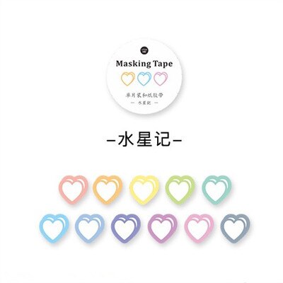100 stk / rulle kærlighed hjerteform tape washi tape dekorativt klæbebånd diy scrapbooking klistermærke etiket maskeringstape: -en