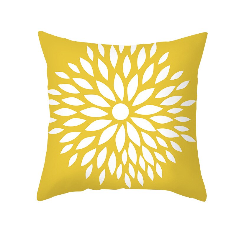 Housse de coussin carrée jaune à imprimé géométrique, taie d'oreiller de 45x45cm, de Style moderne, décorative pour la maison, avec des lettres marguerite à rayures: 3