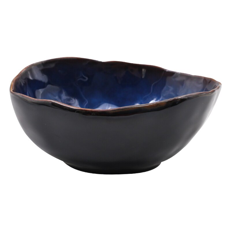 KINGLANG-plato de porcelana europea, cuenco profundo irregular, vajilla creativa, cuenco irregular, juego de platos, cuenco de fideos
