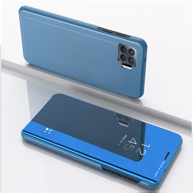 Espelho telefone flip caso para samsung galaxy s10 plus s10e suporte livro capa sumsung s 10 10s s10plus g970f g975f g973f funda coque: EVA / Azul