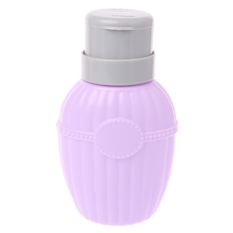 250ml Empty Nail Art Pump Dispenser Acetone Polish Remover Alcohol Bottle Liquid: Purple