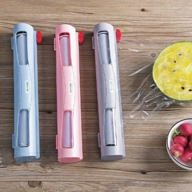 Food Wrap Dispenser/Cutter, Kitchen Tool Foil Cling Film Wrap Dispenser Plastic Sharp Cutter Storage Holder