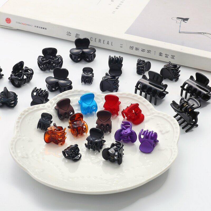 Mini pasadores coreanos de plástico para niña y mujer, pinzas para el pelo, pinzas de cangrejo para el pelo, herramienta de maquillaje, accesorios para el cabello, 12 Uds.