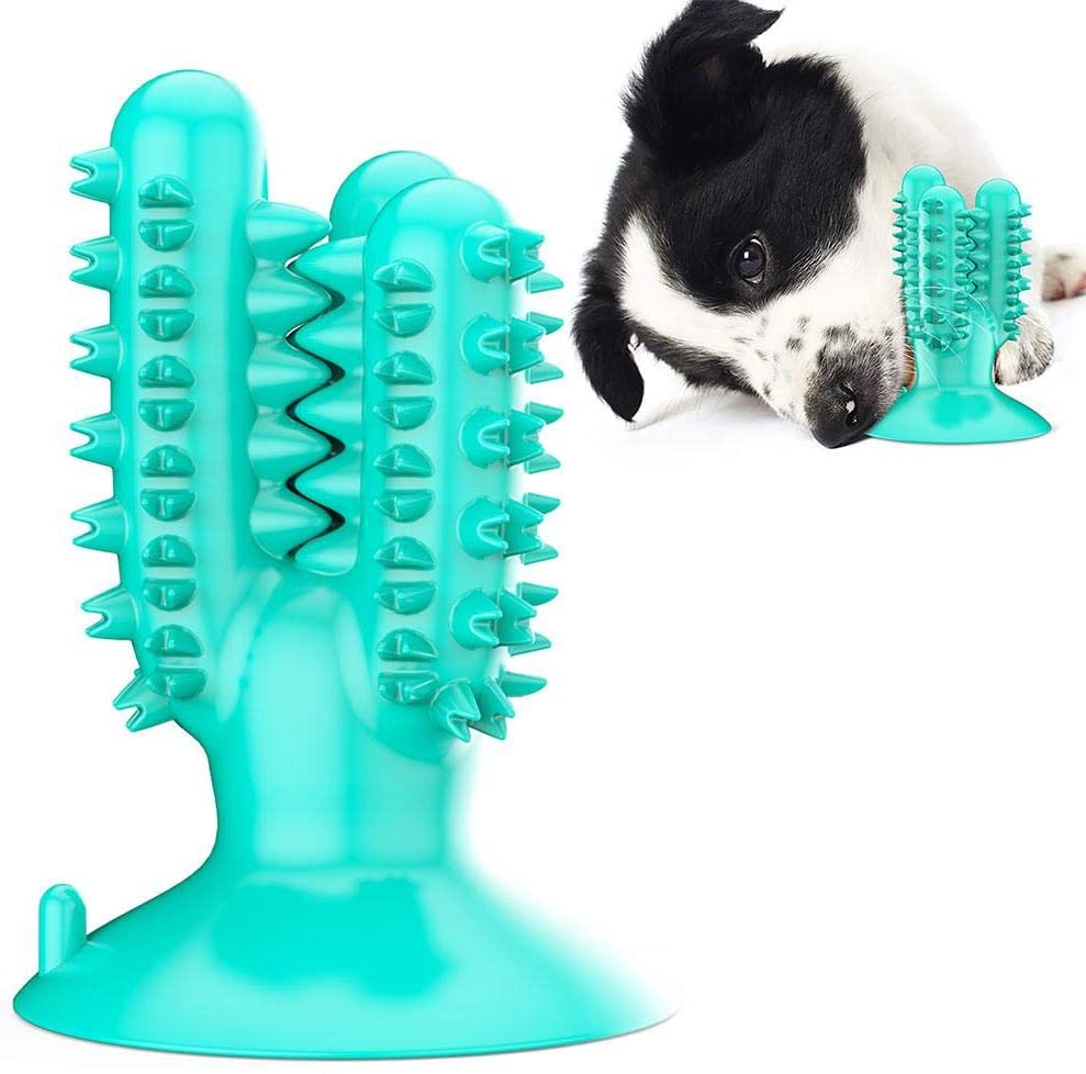 Hundetandbørste legetøj hund molær tandbørste stick lækage spiser bidebestandigt legetøj til store mellemstore og små hunde: Blå