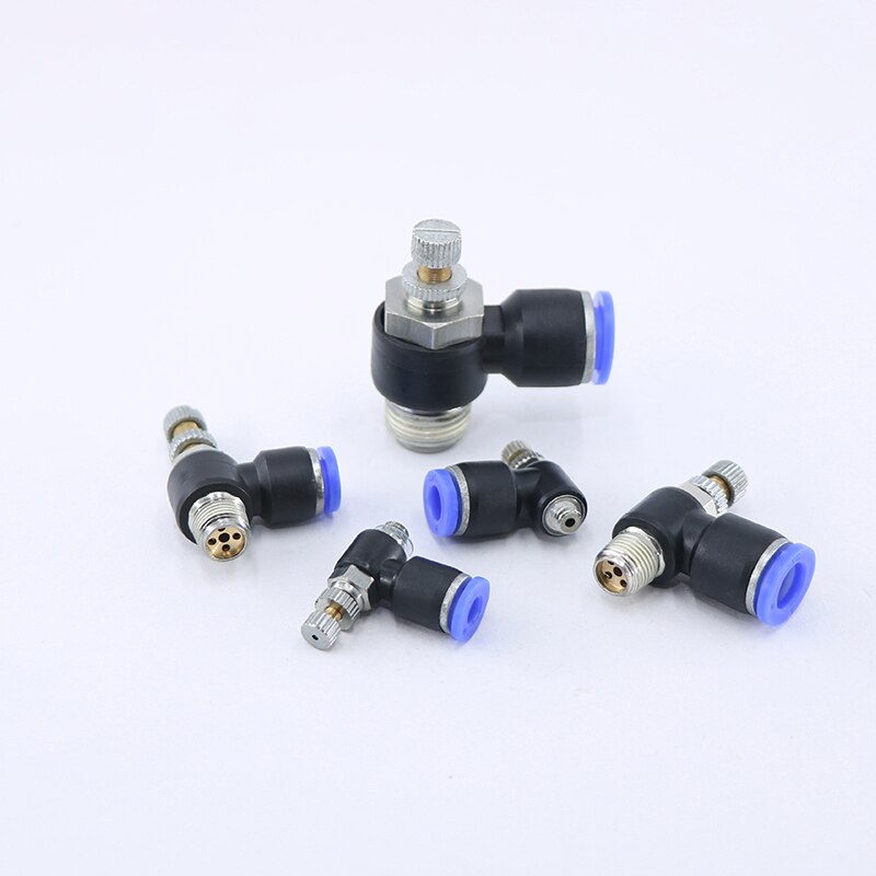 Blue pneumatic connector SL 4/6/8/10 / 12mm series pneumatic throttle speed control valve external thread cylinder throttle