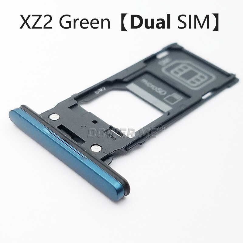 Dower ja pojedynczy podwójny czytnik kart pamięci MicroSD gniazdo tacy Sim dla Sony Xperia XZ2 H8216 H8266 H8276 H8296 5.7": zielony Dual SIM