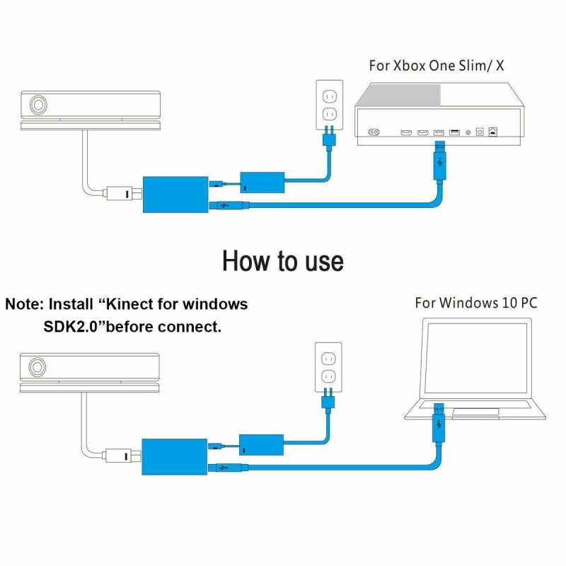 For Kinect 2.0 Sensor USB 3.0 Adapter One S One X Windows PC USB 3.0 Power Adapter Kinect Adapter For XBOX One S /ONE X