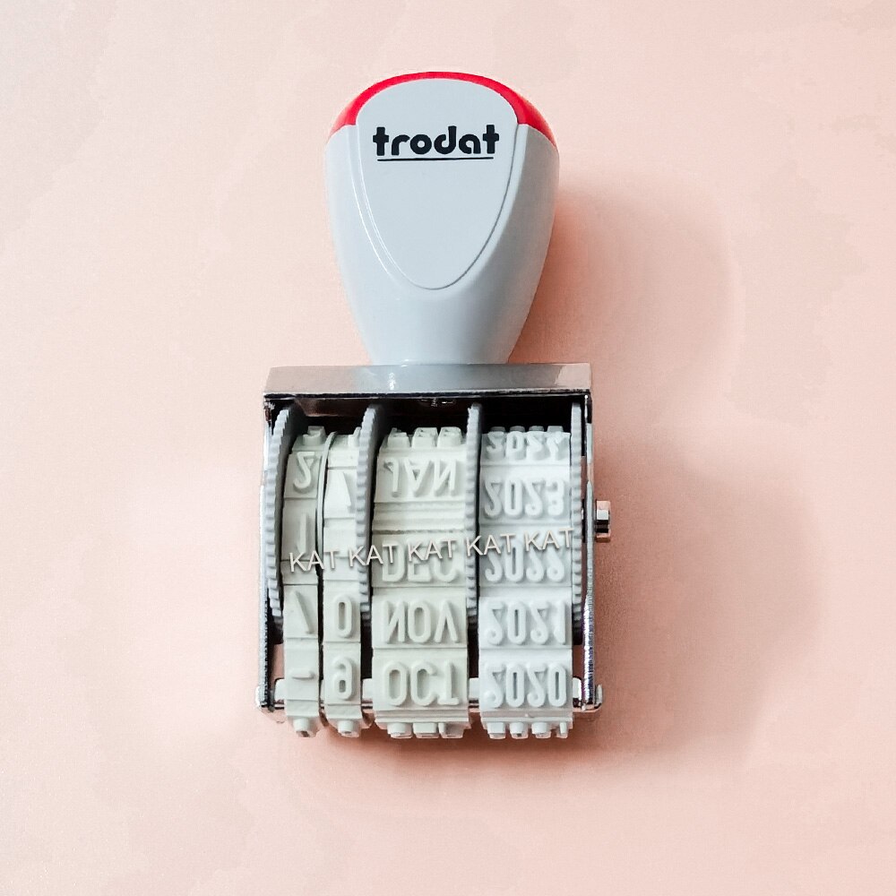 Date Stamp DIY Business Rubber Stamp with Adjustable Date Rolling Stamps School Supplies Stationery With Ink-Pad