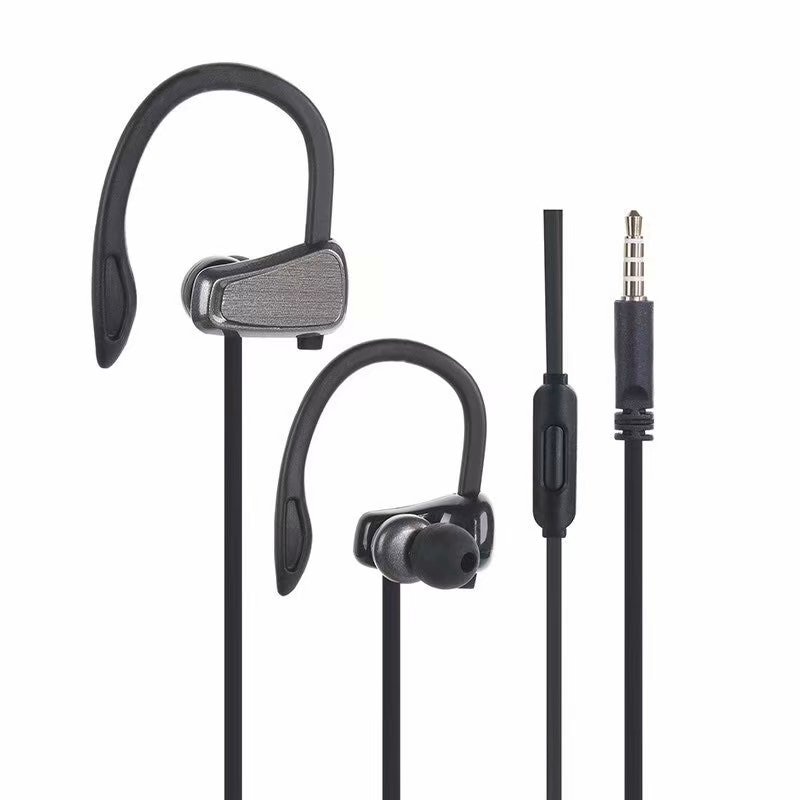 Wired Earphone Ear Hook Metal Music 3.5 Headset Heavy Bass Stereo Sound Microphone for Smartphone Accessories