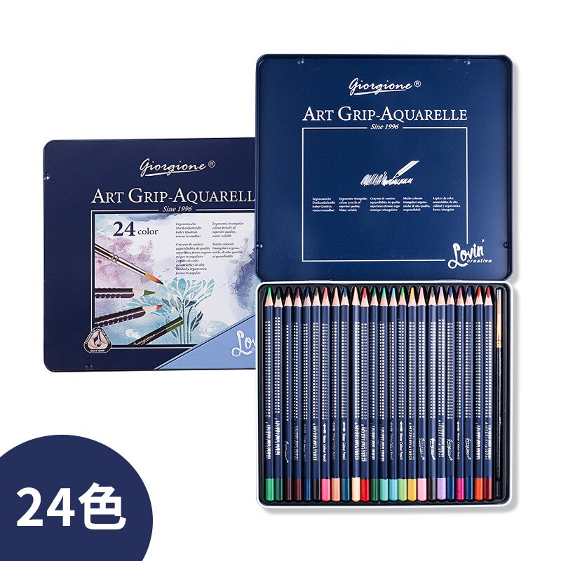 Juego De lápices De acuarela GIORGIONE, Lapices triangulares De madera, lápices De Colores para dibujar, juegos De arte, útiles escolares De Colores: 24 colors