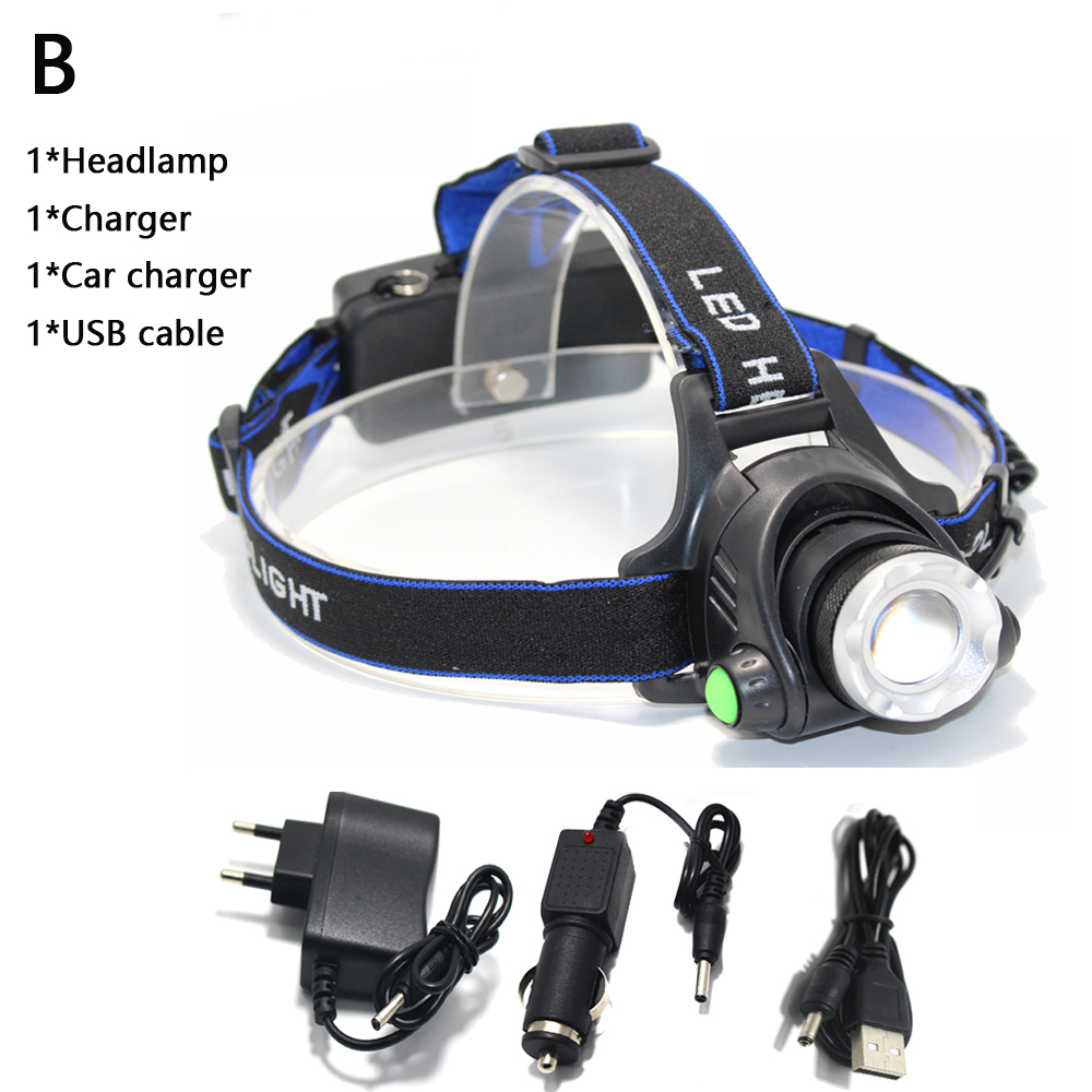 6000 Lumen LED-Scheinwerfer Angelscheinwerfer T6/L2 3 Modi Zoombare Lampe Wasserdichte Stirnlampe Taschenlampe Stirnlampe Verwendung 18650: green / Beige