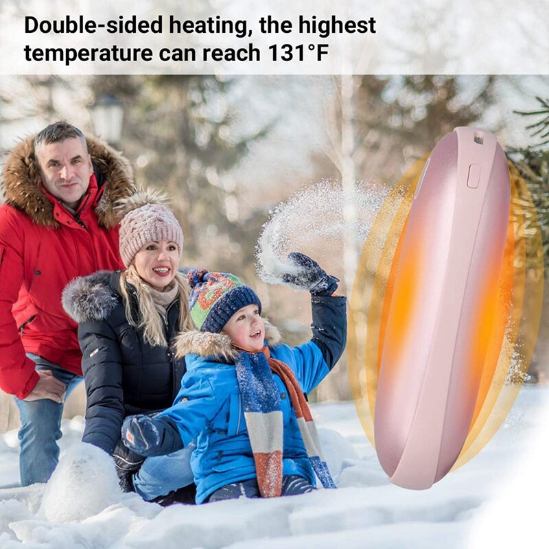 Snelle Verwarming Hand Warmers, 8000Mah Oplaadbare Hand Warmers/Usb Power Bank, 3 Warmte Niveaus Mini Dubbelzijdig Verwarming