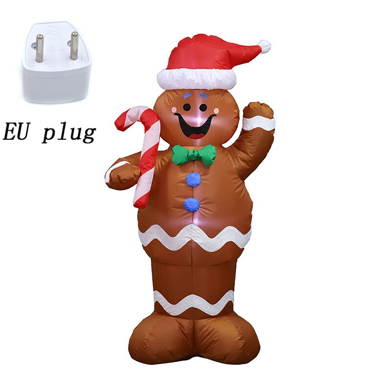 Kerst Opblaasbare Led Gingerbread Man Cookie Met Led Verlichting Indoor Outdoor Yard Airblown Decoratie Fun Xmas Party Display: EU plug