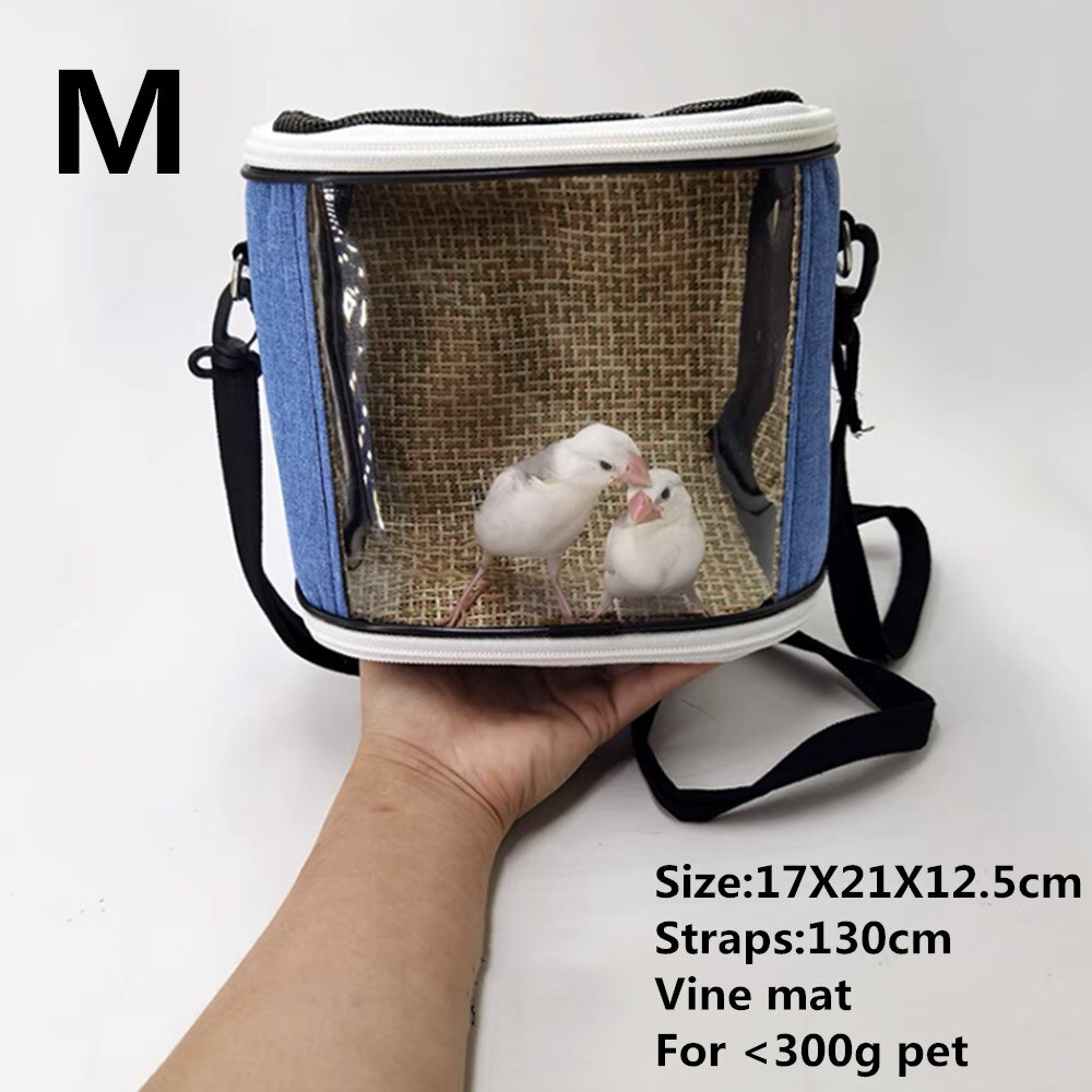 Cage de Transport d&#39;oiseaux de compagnie, sac de voyage Portable pour petits animaux, Transport de perroquets, écureuil léger et respirant, accessoires pour animaux de compagnie: Blue vine M