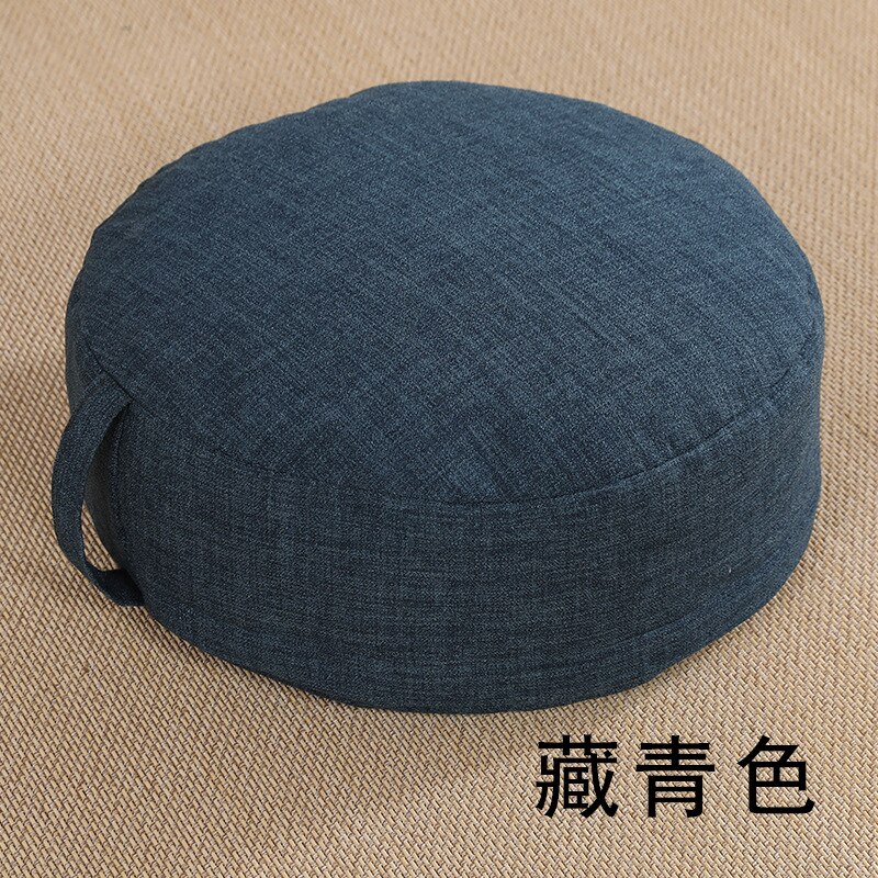 Coussin de siège rond Tatami lavable , épais, Futon, pour Table à thé, balcon, salon, baie vitrée: navy 40x40x14cm