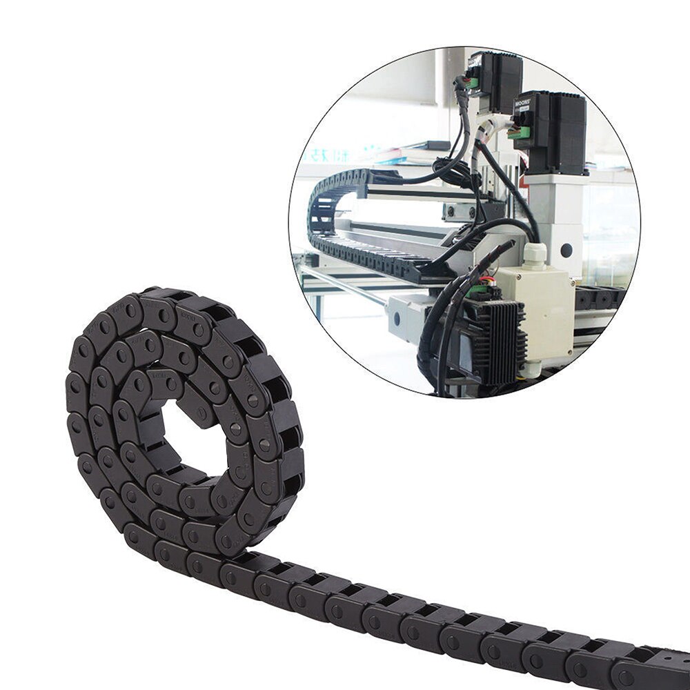 Cadena de arrastre de plástico negro, 10x20mm, portador de Cable, enrutador, molino, herramienta de máquina de remolque