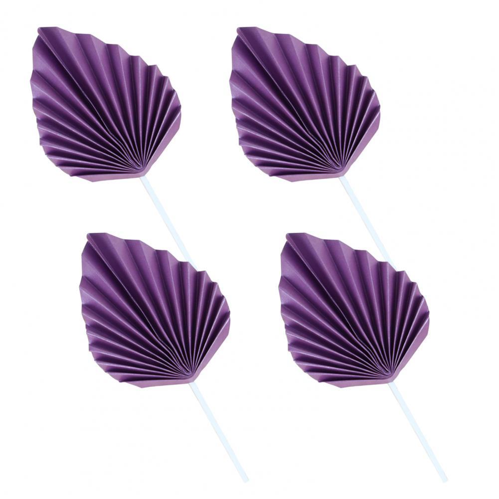 4 Set Nuttig Soft Touch 5 Kleuren Topper Decor Mini Imitatie Palm Bladeren Taart Decoratie Partij Levert Taart Decoratie:  Purple S