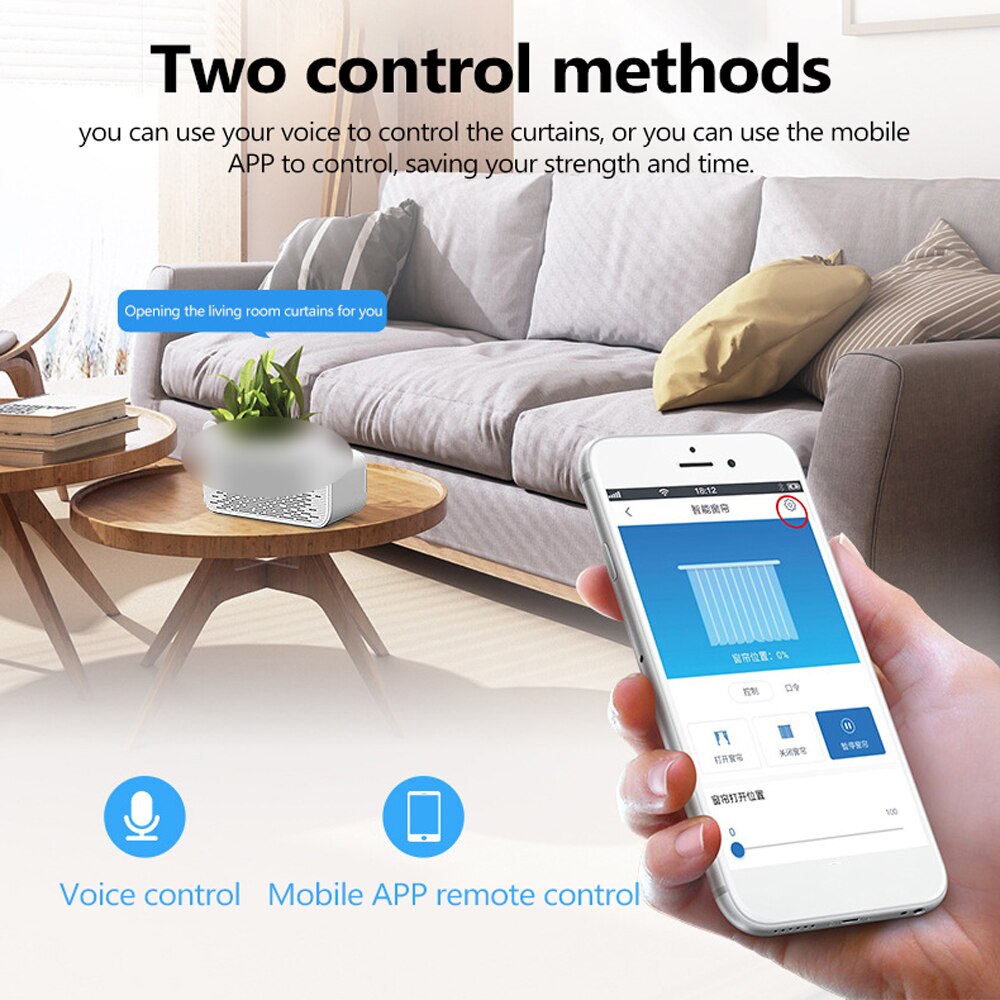 Intelligent Home Voice Transponder RF WIFI Converter Electric Curtain Roller Intelligent Control Motor Compatible in Tuya APP