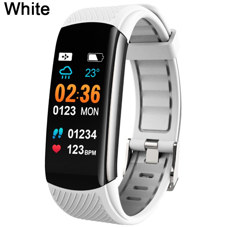 C6S Smart Fitness Bracelet Men Women Heart Rate Monitor Smart Band Fitness Tracker Watch WhatsApp Reminder Smart Bracelet Watch: White