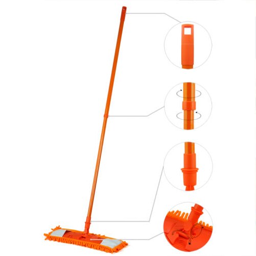 NEUE Erweiterbar minifibre Mopp Reiniger Kehrmaschine Holz Laminat Fliesen Boden Nass Trocken-Orange
