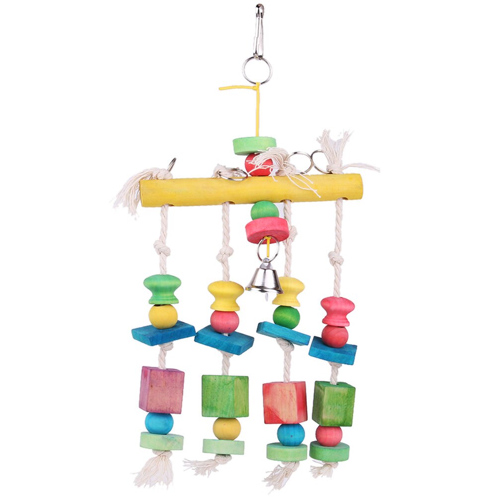 Parrot Toys Macaw Hanging Acrylic with Bells Bites Chew On Cages Cockatoo Stand Rack Swing Bird Toy Pet Product: 03