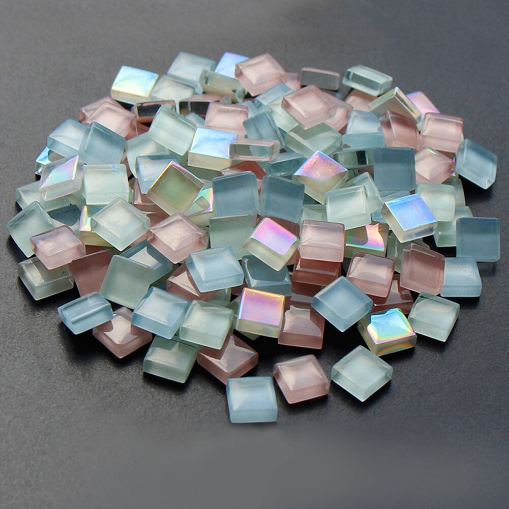 450pcs/lot 1cm Square Cystal Glass Mosaic Tiles Mosaic Stones DIY Hobbies for Children Kids Handmade Art Materials Multi Color: G