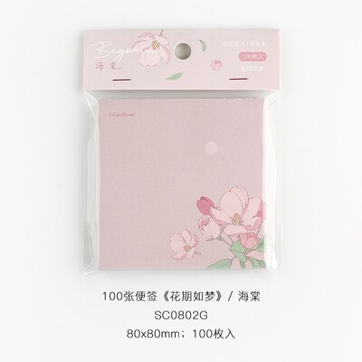 100Sheets/Pack Bloemen Memo Pad Stickers Decal Sticky Notes Scrapbooking Diy Kawaii Notepad Dagboek 804: pink