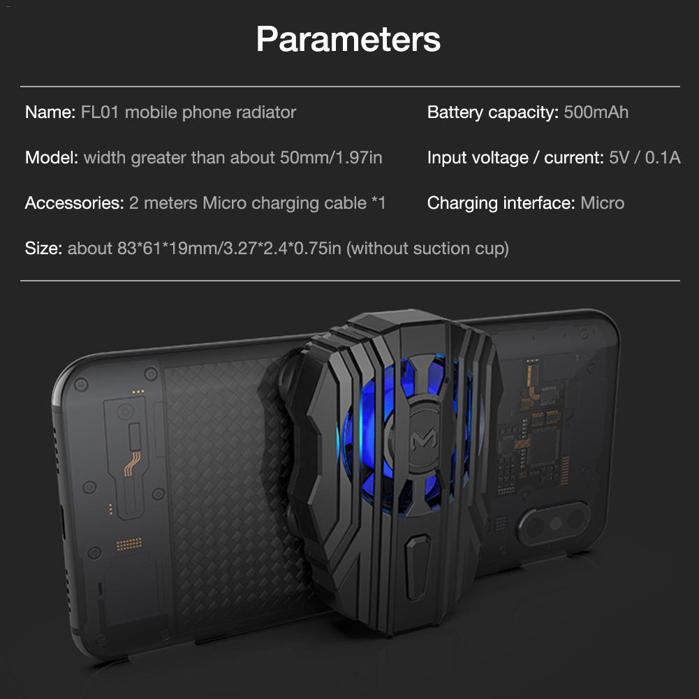 Mobiele Telefoon Cooler Voor Iphone Xs Max Xs Xr Stille Telefoon Radiator Pubg Controller Handvat Led Licht Koelventilator Voor samsung Huawe