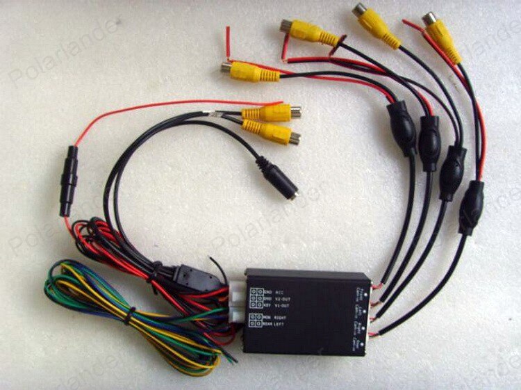 360 View Car Camera Control Box 4 Way Cameras Switch System For Rear Left Right Size Front Camera