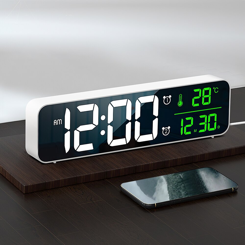LED Digital Alarm Clocks For Bedrooms Bedside With Snooze Digital Clock For Heavy Sleepers Dual Clock With USB Charger