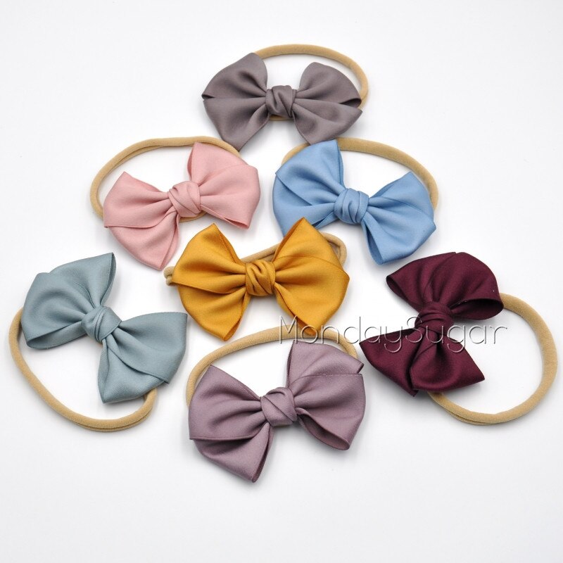 20pcs/lot 3.5inch Handmade Baby Bows Nylon Headband Baby Girl Hair Accessory Infant Hair Band
