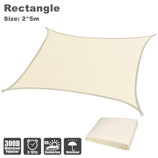 Sun-Shelter Waterproof SunShade Sail Outdoor Rectangle Sun Shade Sail Garden Terrace Canopy Swimming Yard Sail Beach Car Awning: 200cm x 500cm