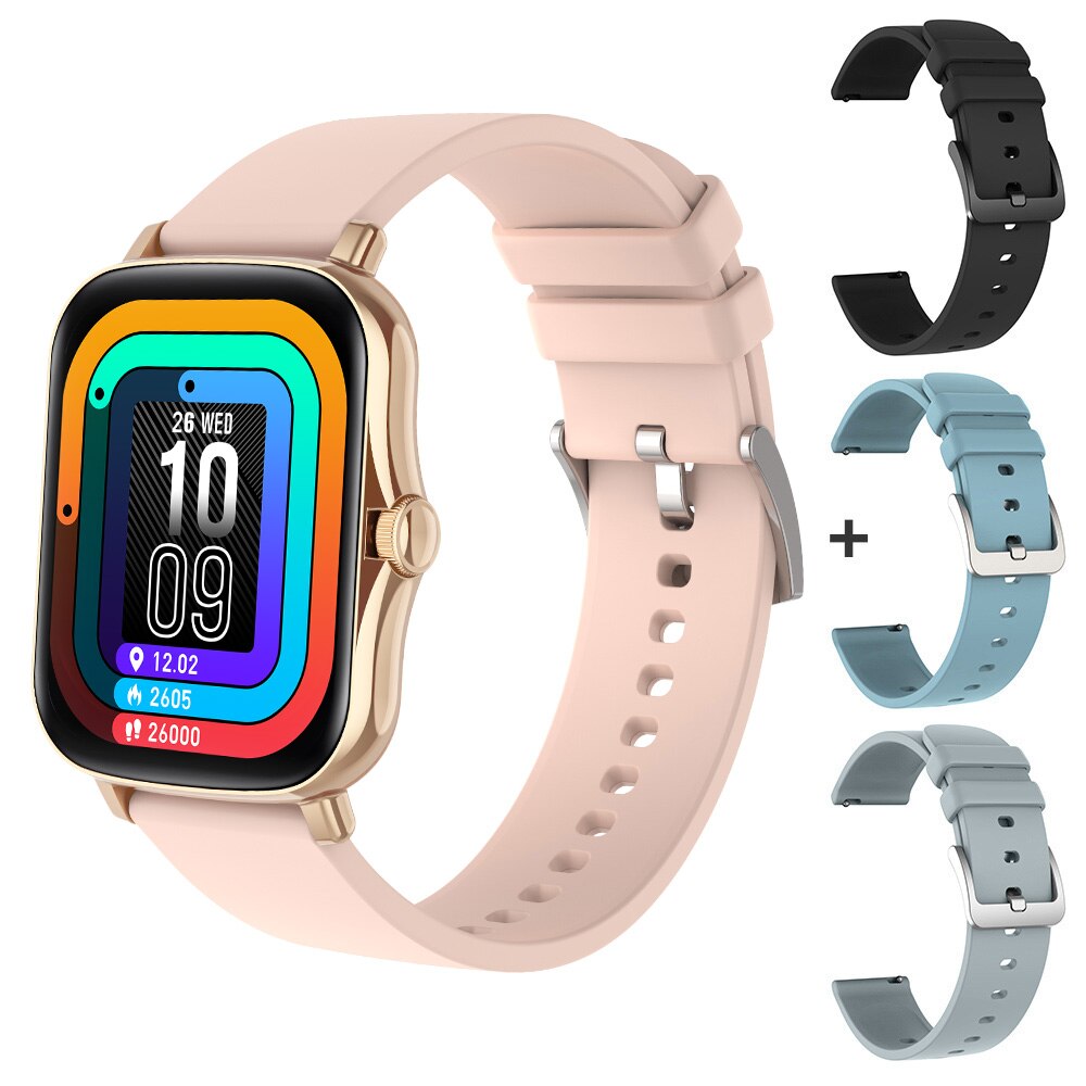 Smart Uhr 1,4 Zoll Sport Uhr Männer Voller Touch Fitness Tracker Blutdruck Smart Uhr Frauen GTS Smartwatch für xiaomi: Gold with 3 strap
