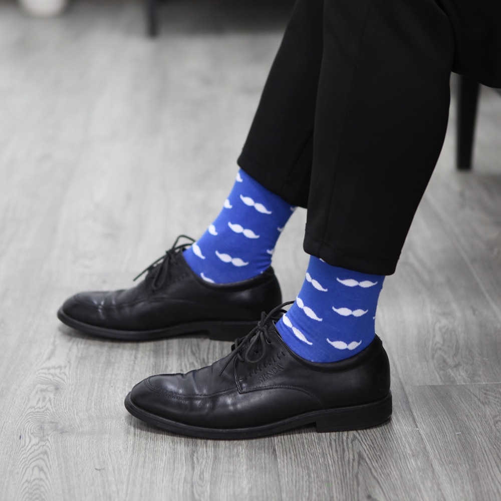 Chaussettes moustache en coton peigné pour hommes 9 styles taille américaine (7.5-12)
