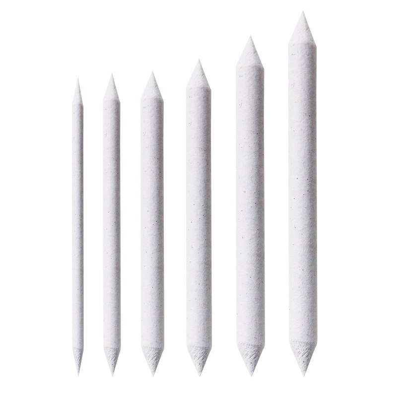 6pc Art blanc dessin stylo tache souche bâton pour riz papier dessin charbon de bois croquis peinture stylo papier rouleau crayon Tortillon
