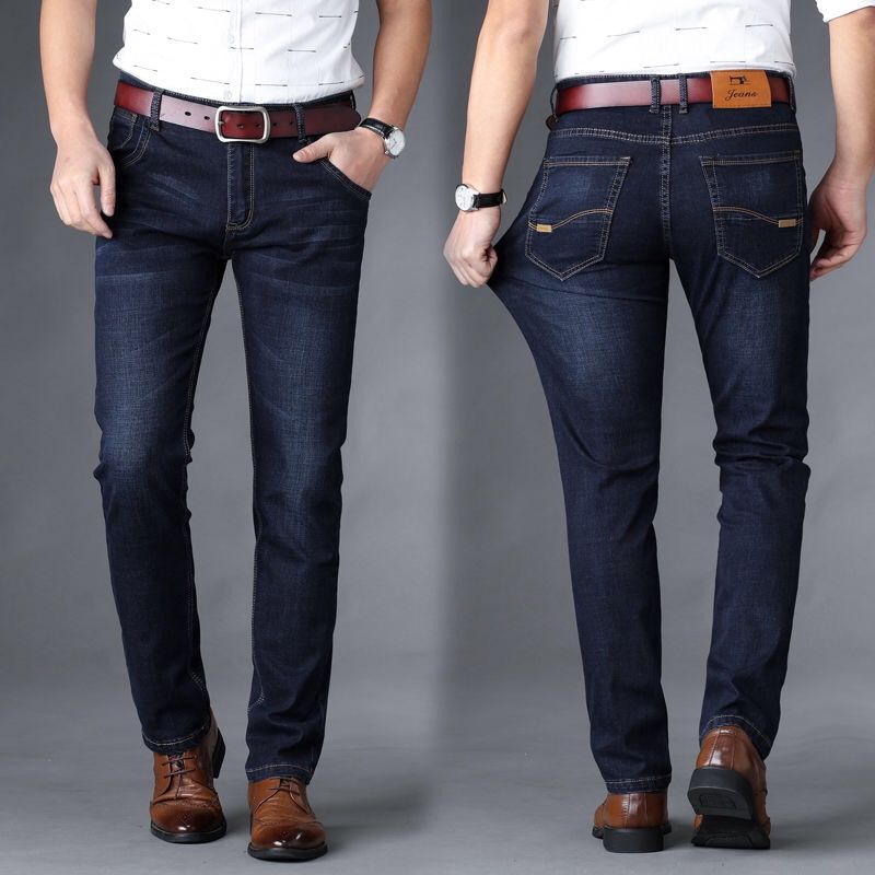 Männer Jeans Geschäft lässig Gerade schlank passen Blau Jeans strecken Denim Hosen Hosen Klassische Große Größe 29-42