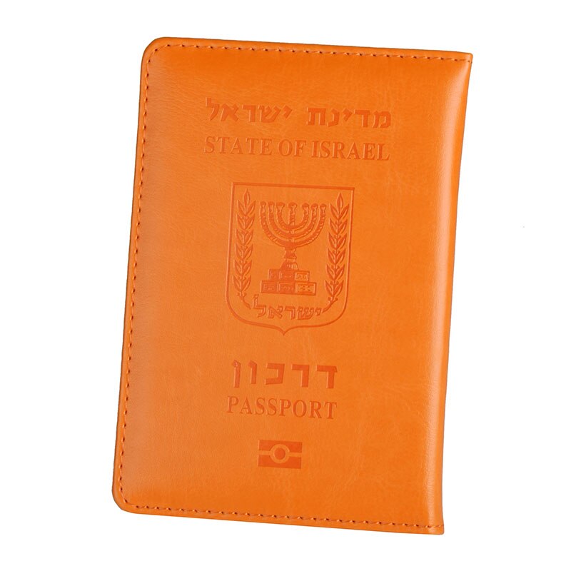 Reise Pu Leder Israel Passport Abdeckung Fall Brieftasche Männer Frauen Israelische Kreditkarte Halter Protector Fall: orange