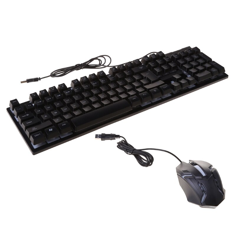 Gaming Mechanische Toetsenbord Muis Set Regenboog Backlight Wired Backlit 104 Toetsen Keyboard Voor Gamer