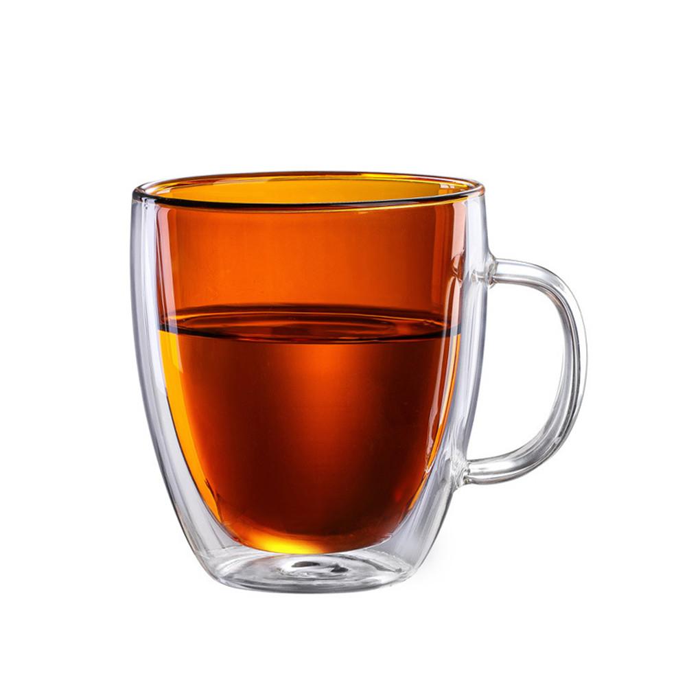 Double-wall Insulated Glass Coffee Cup Tea Mugs with Handle High Borosilicate Juice Glass