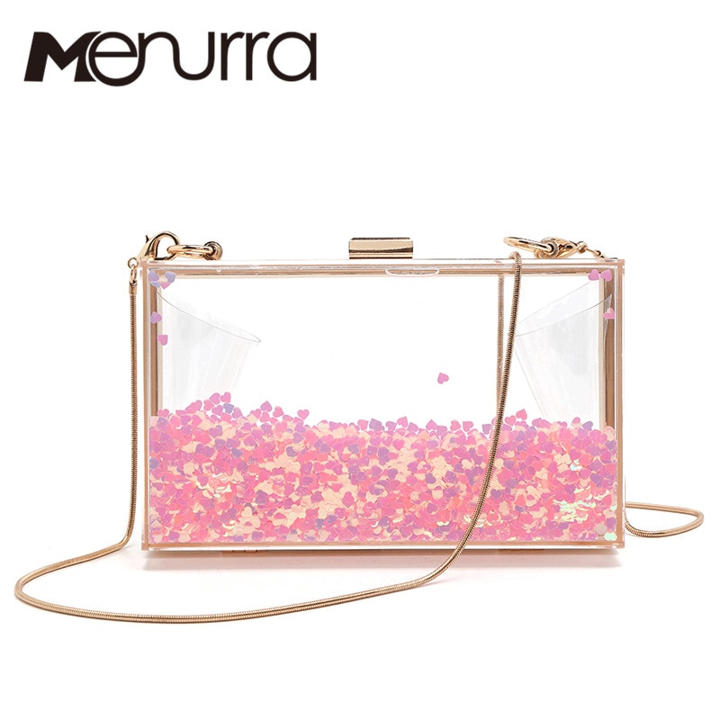 Roze Transparant Acryl Vrouwelijke Koppeling Chain 4 Kleur Clear Avondtasje Vrouwen Messenger Bag Doos Schoudertas